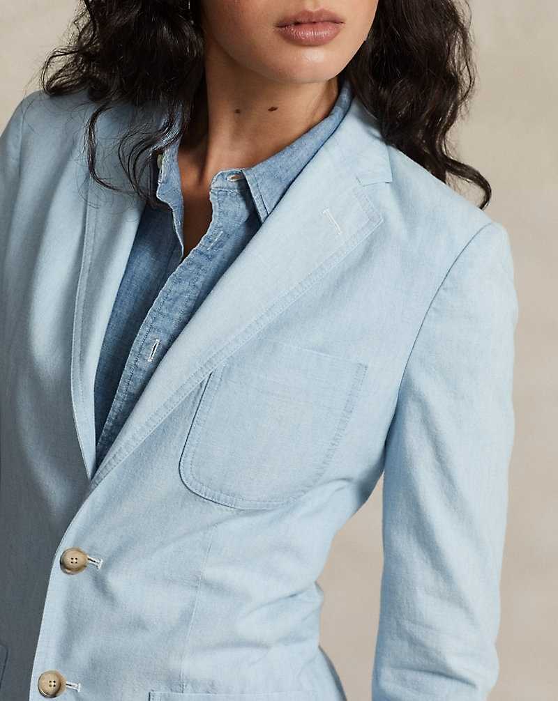 Blazers Ralph Lauren Cotton Chambray Mujer Chambray | JTEKSMV-73 - vista 5