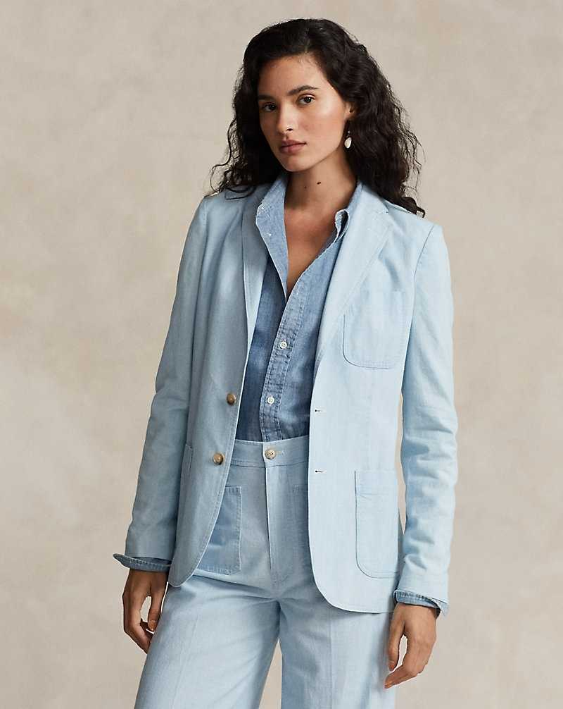 Blazers Ralph Lauren Cotton Chambray Mujer Chambray | JTEKSMV-73 - vista 1