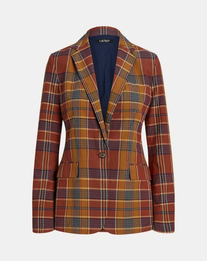 Blazers Ralph Lauren Cotton Madras Mujer Navy/Tan Multi | REUGOFY-91 - vista 2