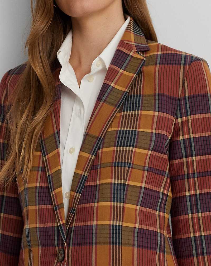Blazers Ralph Lauren Cotton Madras Mujer Navy/Tan Multi | REUGOFY-91 - vista 5