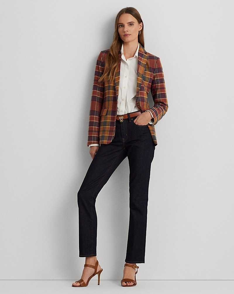 Blazers Ralph Lauren Cotton Madras Mujer Navy/Tan Multi | REUGOFY-91 - vista 3