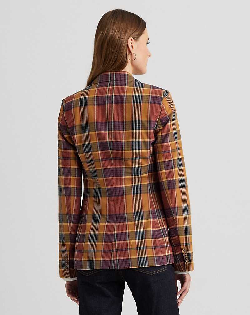 Blazers Ralph Lauren Cotton Madras Mujer Navy/Tan Multi | REUGOFY-91 - vista 4