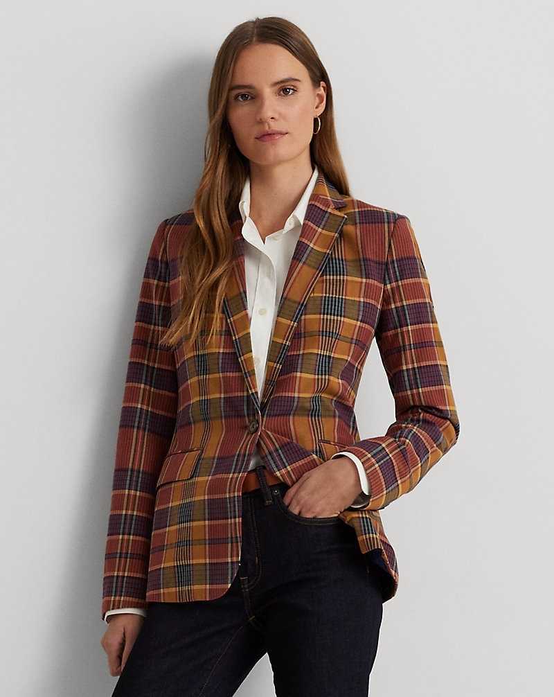 Blazers Ralph Lauren Cotton Madras Mujer Navy/Tan Multi | REUGOFY-91 - vista 1