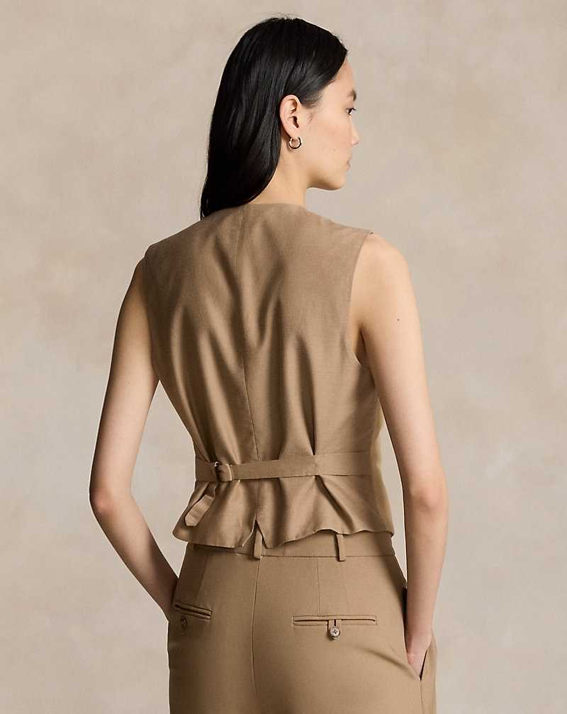 Blazers Ralph Lauren Cotton-Wool Twill Waistcoat Mujer Monument Tan | SRHIWPJ-83 - vista 4