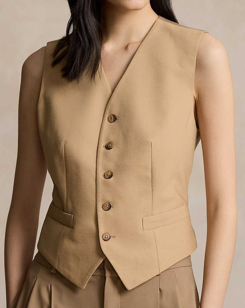 Blazers Ralph Lauren Cotton-Wool Twill Waistcoat Mujer Monument Tan | SRHIWPJ-83 - vista 5
