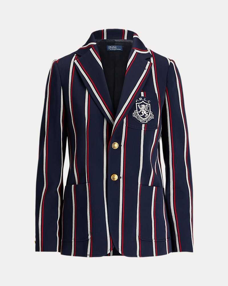 Blazers Ralph Lauren Crest-Patch Striped Mujer Azul Marino Rayas | XBZNPLI-83 - vista 2