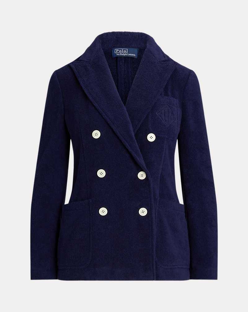 Blazers Ralph Lauren Double-Breasted Cotton Terry Mujer Azul Marino | HLVDUNR-65 - vista 2