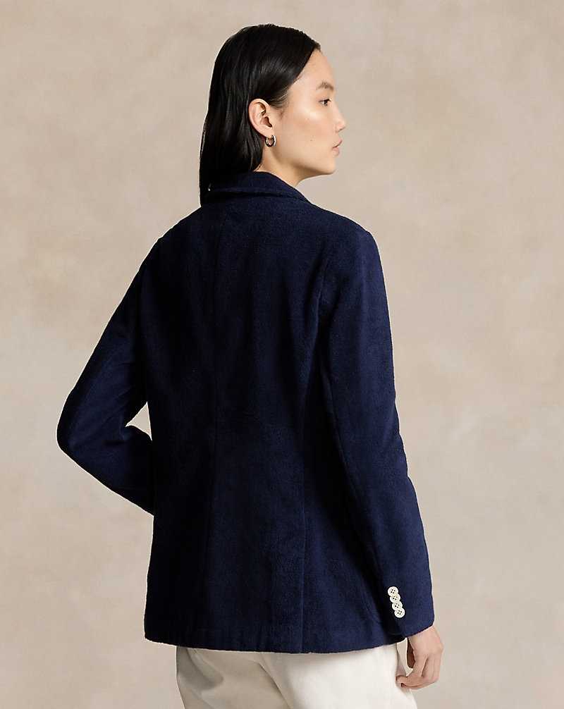 Blazers Ralph Lauren Double-Breasted Cotton Terry Mujer Azul Marino | HLVDUNR-65 - vista 4