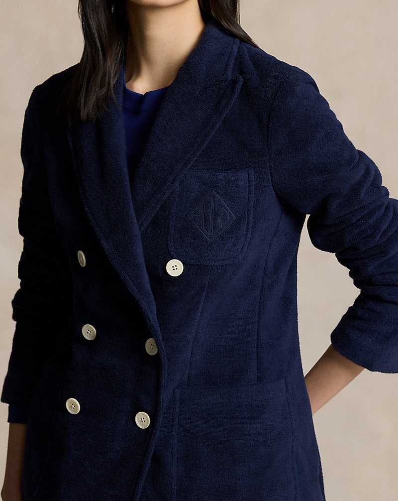 Blazers Ralph Lauren Double-Breasted Cotton Terry Mujer Azul Marino | HLVDUNR-65 - vista 5