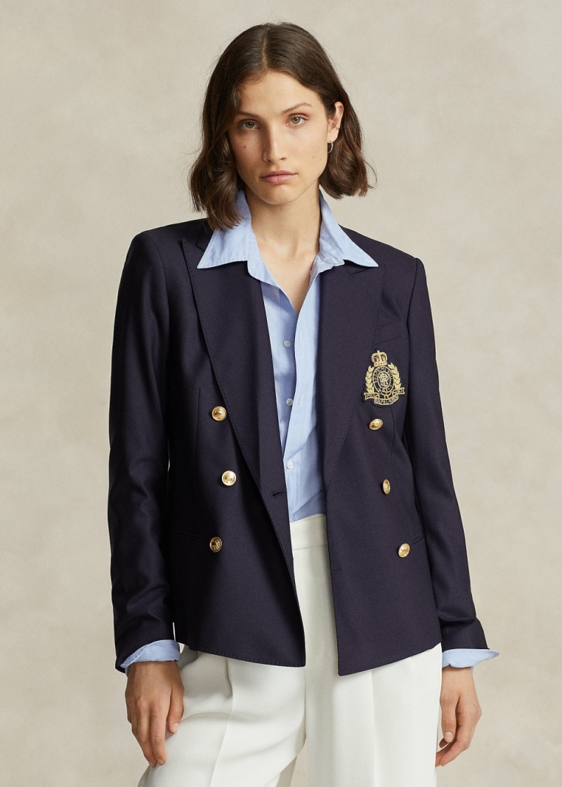 Blazers Double-Breasted Crest Mujer Azul Marino | TBZF78031 - vista 1