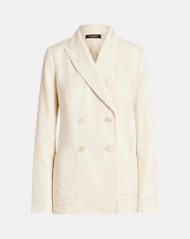 Blazers Ralph Lauren Double-Breasted Linen-Blend Twill Mujer Creme | ZQHGLXD-93 - vista 2