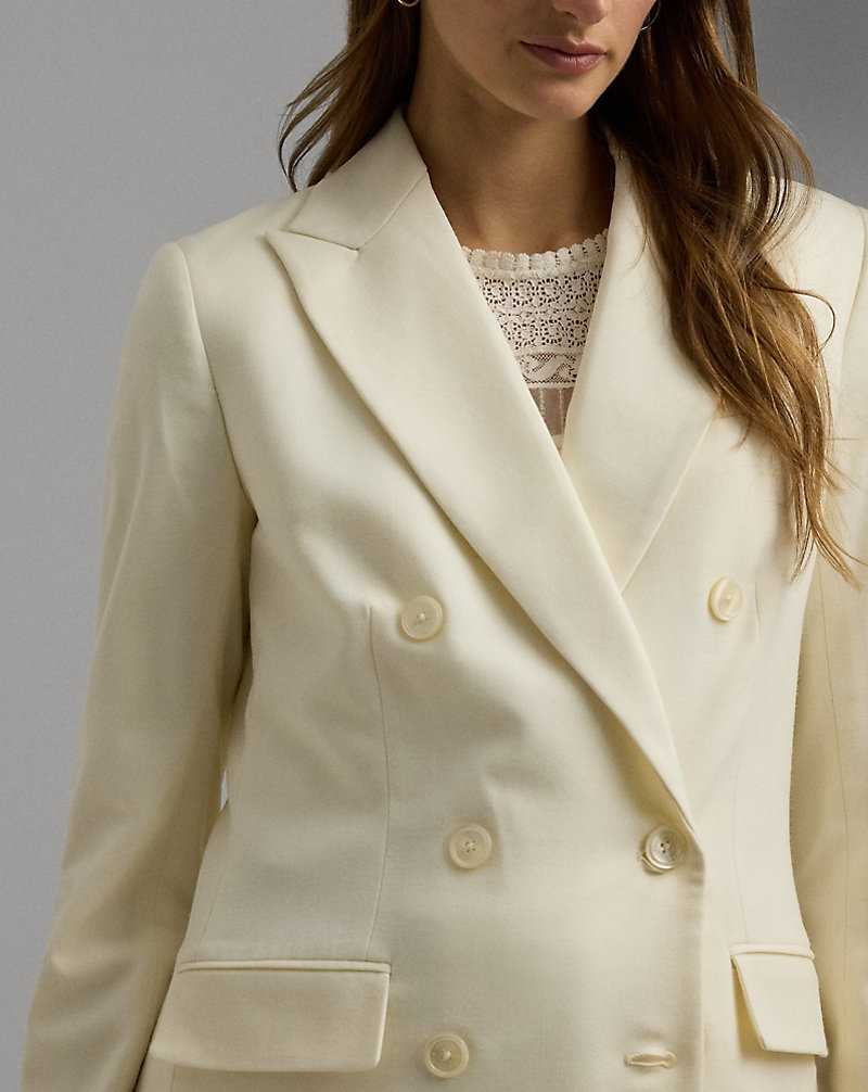Blazers Ralph Lauren Double-Breasted Wool Crepe Mujer Creme | NRKXQSE-94 - vista 5
