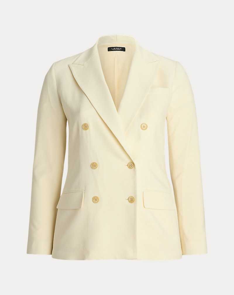 Blazers Ralph Lauren Double-Breasted Wool Crepe Mujer Creme | CINMSLV-85 - vista 2