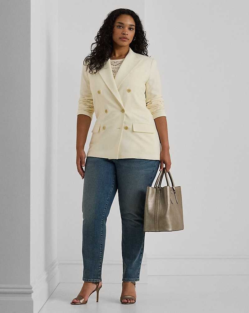 Blazers Ralph Lauren Double-Breasted Wool Crepe Mujer Creme | CINMSLV-85 - vista 3