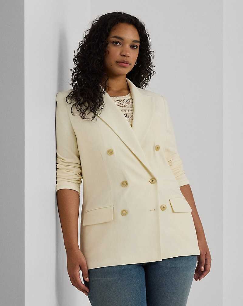 Blazers Ralph Lauren Double-Breasted Wool Crepe Mujer Creme | CINMSLV-85 - vista 1
