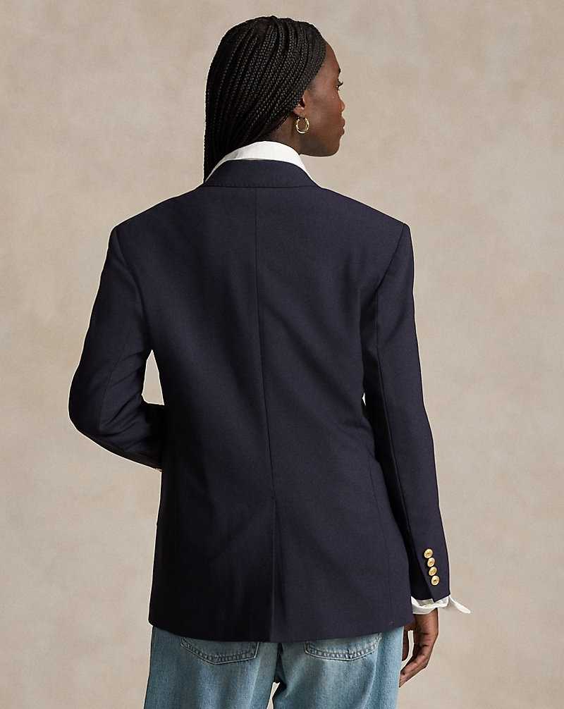 Blazers Ralph Lauren Double-Breasted Wool-Blend Mujer Azul Marino | TVHGWAK-49 - vista 4
