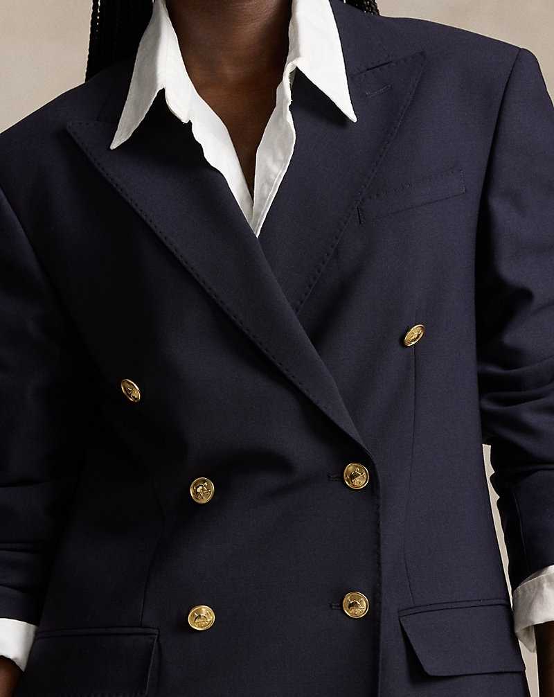 Blazers Ralph Lauren Double-Breasted Wool-Blend Mujer Azul Marino | TVHGWAK-49 - vista 5