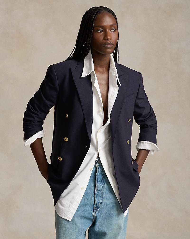 Blazers Ralph Lauren Double-Breasted Wool-Blend Mujer Azul Marino | TVHGWAK-49 - vista 1
