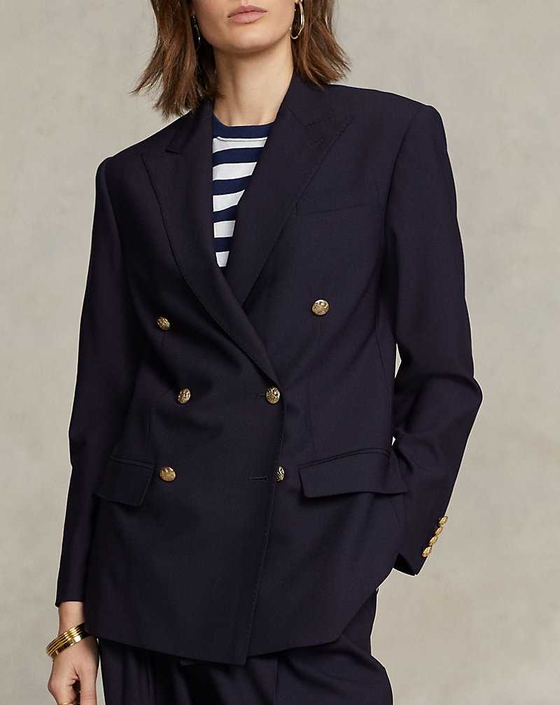 Blazers Ralph Lauren Double-Breasted Wool-Blend Mujer Azul Marino | BKPFNVX-32 - vista 5