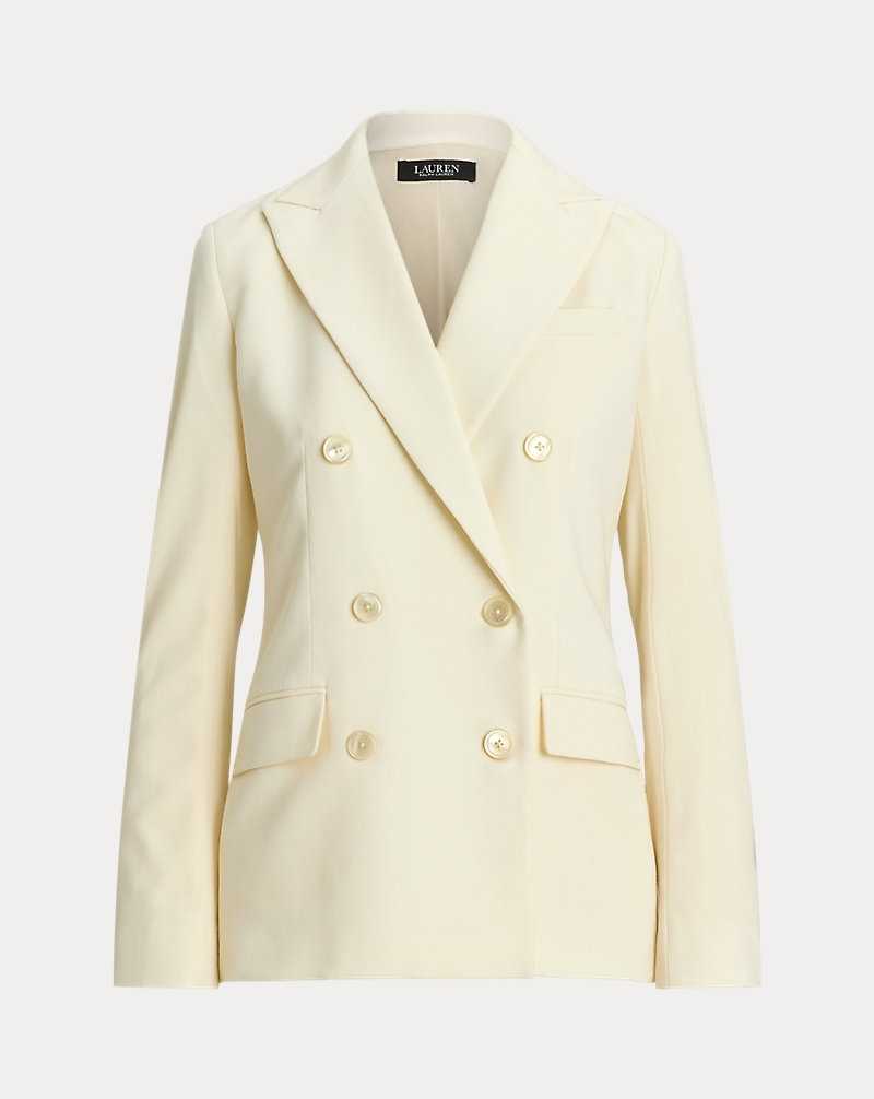 Blazers Ralph Lauren Double-Breasted Wool Crepe Mujer Creme | NRKXQSE-94 - vista 2