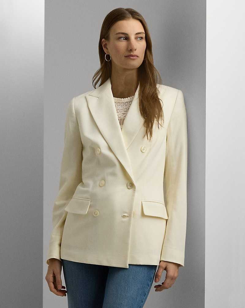 Blazers Ralph Lauren Double-Breasted Wool Crepe Mujer Creme | NRKXQSE-94 - vista 1