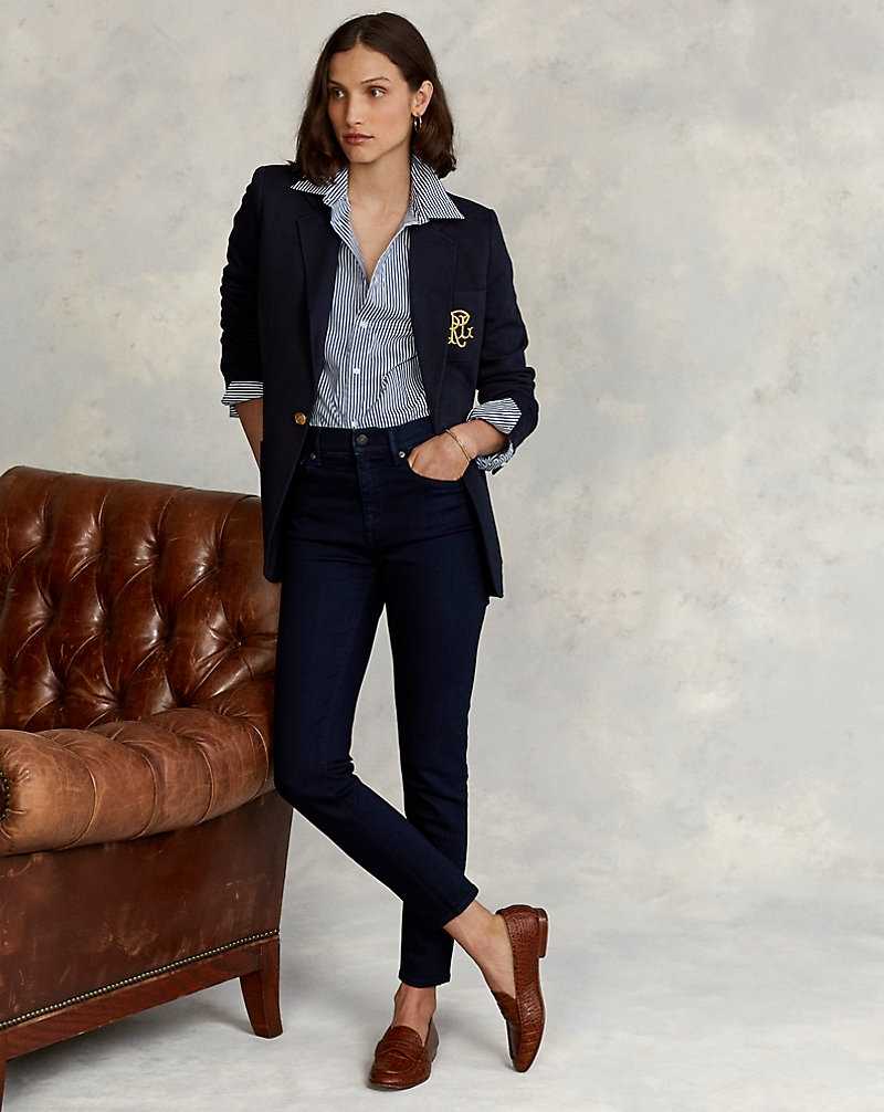 Blazers Ralph Lauren Double-Knit Jacquard Mujer Azul Marino | JZOBLXM-43 - vista 5