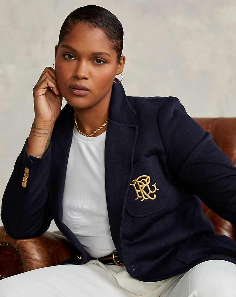 Blazers Ralph Lauren Double-Knit Jacquard Mujer Azul Marino | JZOBLXM-43 - vista 1