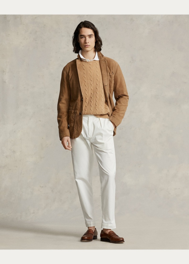 Blazers Gamuza Jackets Hombre Kaki | DSOY20946 - vista 3
