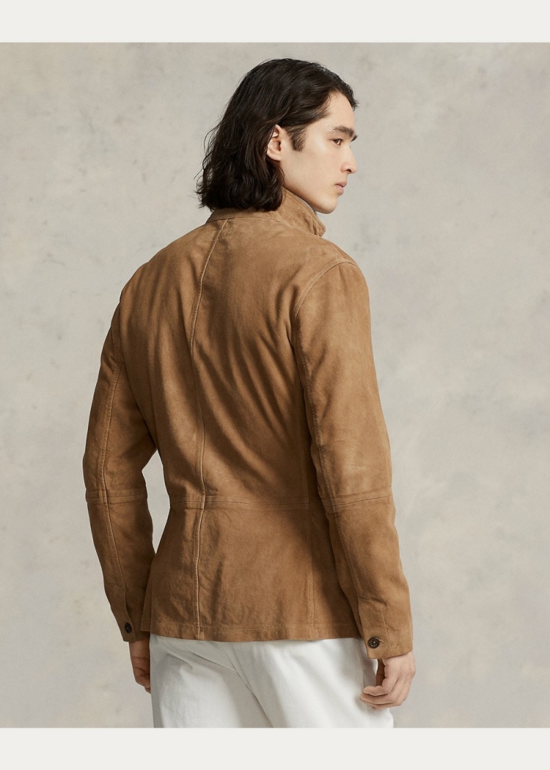 Blazers Gamuza Jackets Hombre Kaki | DSOY20946 - vista 4