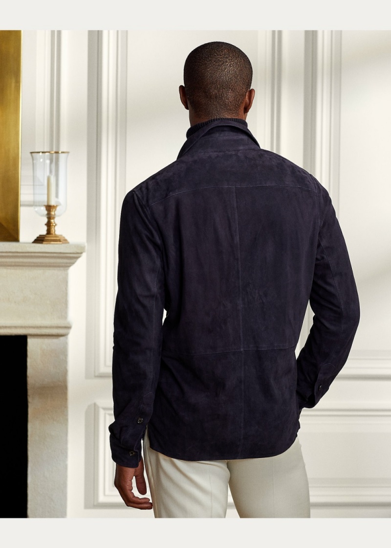 Blazers Gamuza Overshirt Hombre Azul Marino | EMJF64087 - vista 6