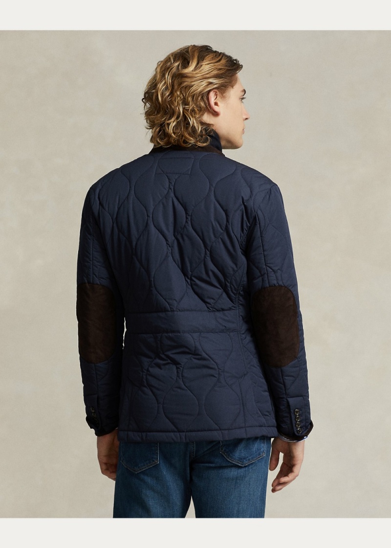 Blazers Gamuza-Trim Acolchado Jackets Hombre Azul Marino | CGYE47089 - vista 3
