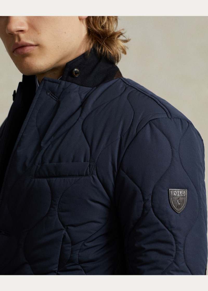 Blazers Gamuza-Trim Acolchado Jackets Hombre Azul Marino | CGYE47089 - vista 4