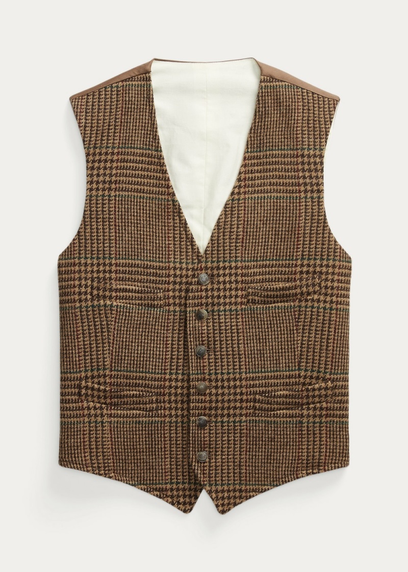 Blazers Glen Plaid Lana Tweed Vest Hombre Marrom | LXYB26185 - vista 2