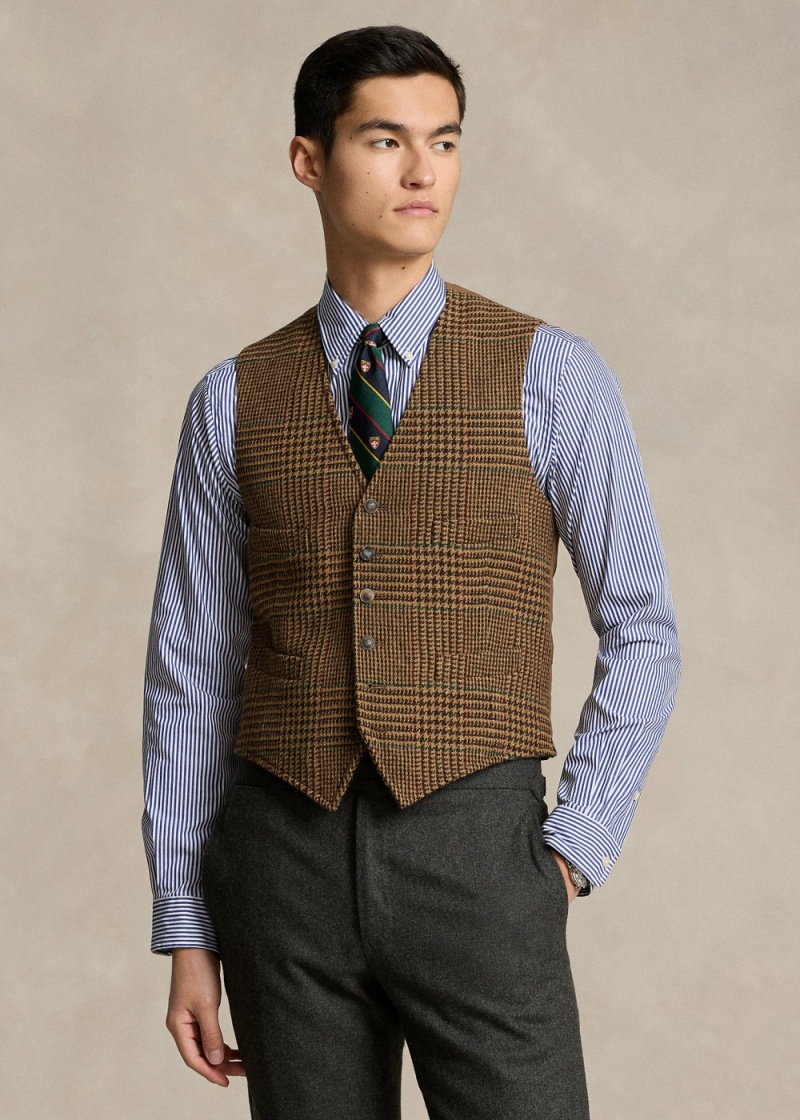 Blazers Glen Plaid Lana Tweed Vest Hombre Marrom | LXYB26185 - vista 1