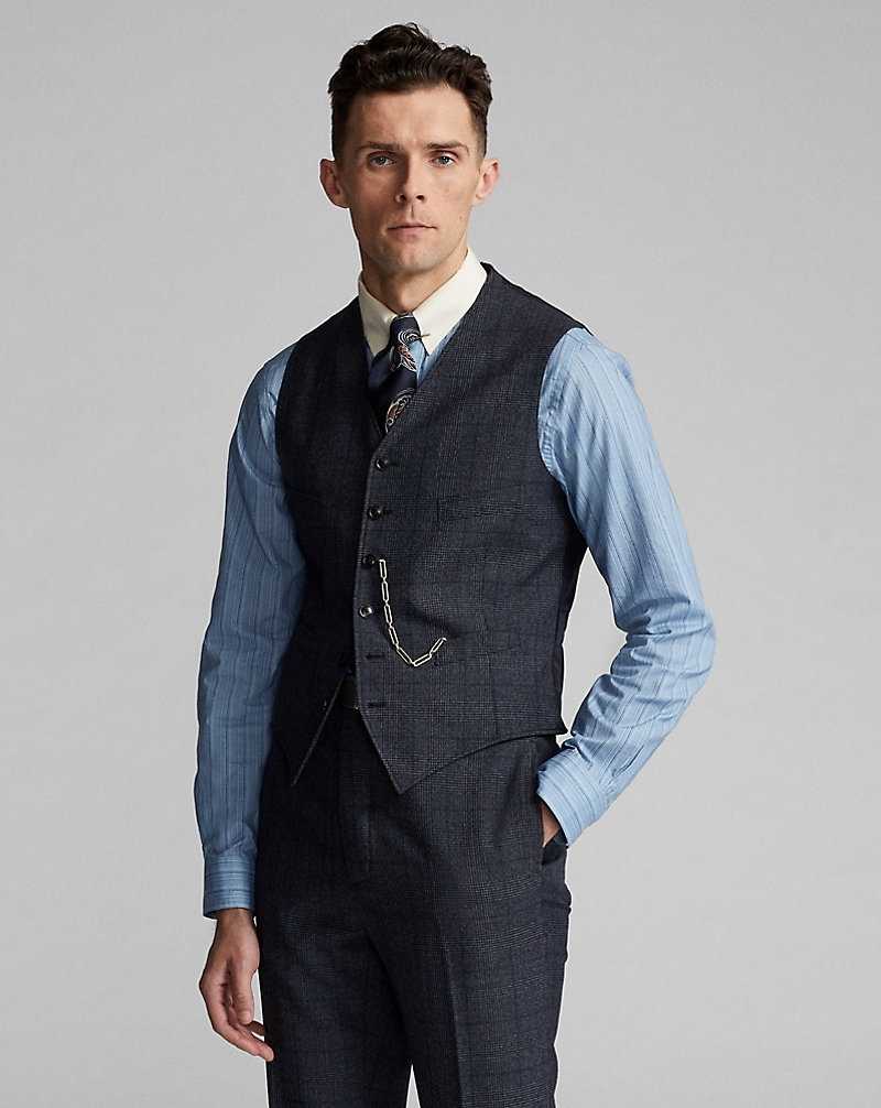 Blazers Ralph Lauren Glen Plaid Twill Waistcoat Hombre Azules | NWRGTAX-76 - vista 2