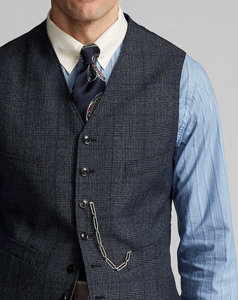 Blazers Ralph Lauren Glen Plaid Twill Waistcoat Hombre Azules | NWRGTAX-76 - vista 5