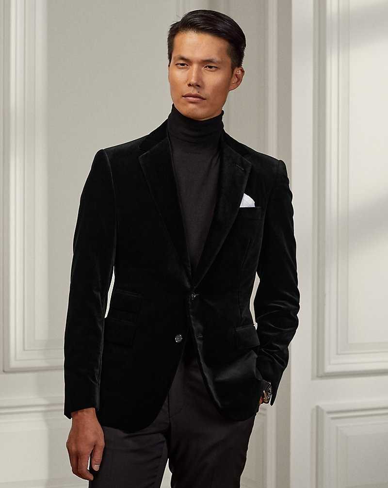 Blazers Ralph Lauren Gregory Hand-Tailored Velvet Hombre Negros | ACLDREY-15 - vista 3