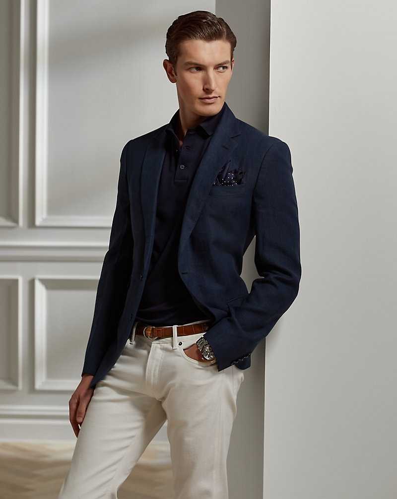 Blazers Ralph Lauren Gregory Linen Sport Hombre Azul Marino Oscuro | YFSRLHK-75 - vista 1