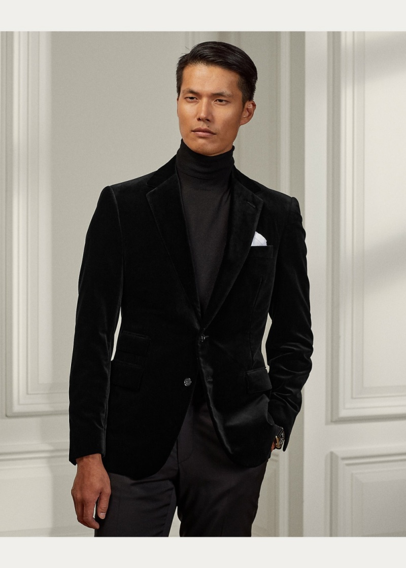 Blazers Gregory Velvet Dinner Jackets Hombre Negros | IVUS91852 - vista 4