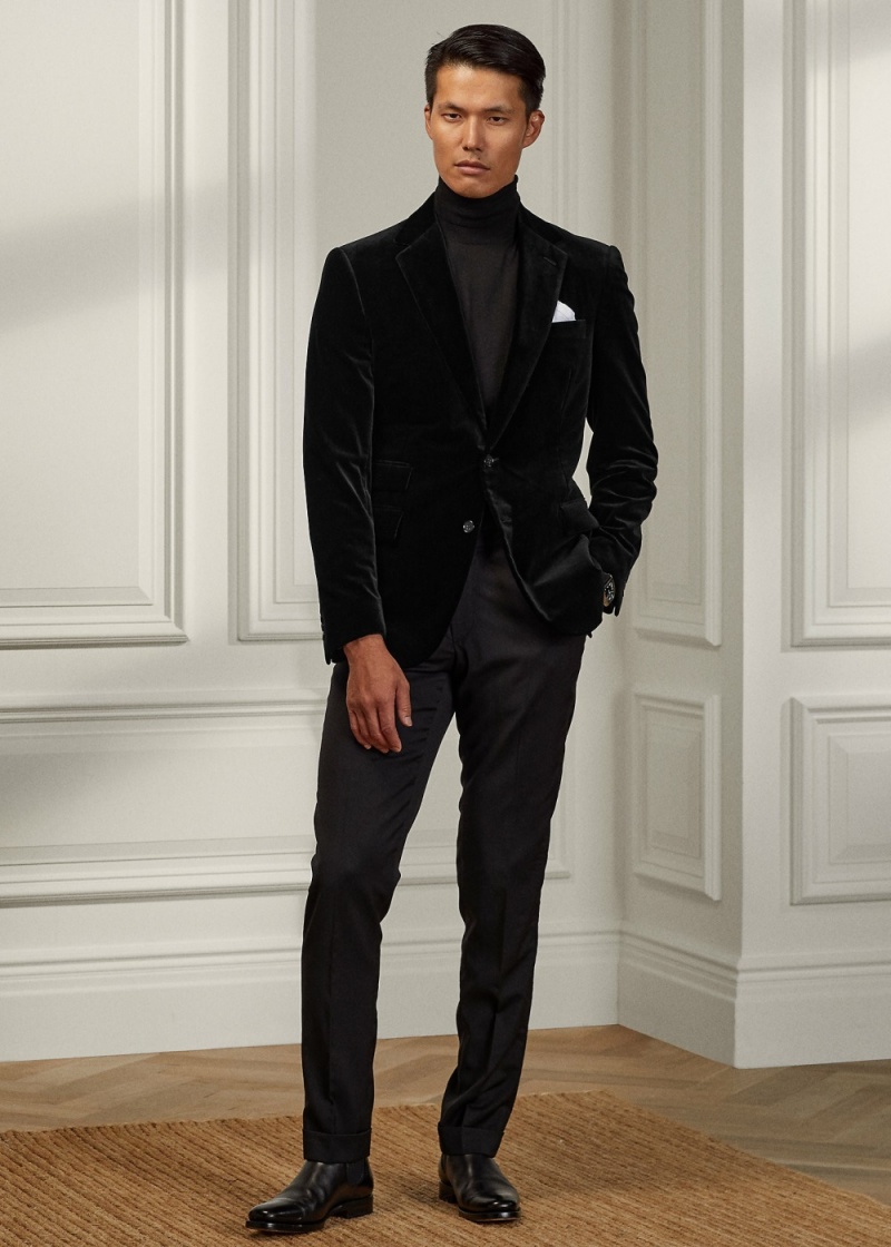 Blazers Gregory Velvet Dinner Jackets Hombre Negros | IVUS91852 - vista 1