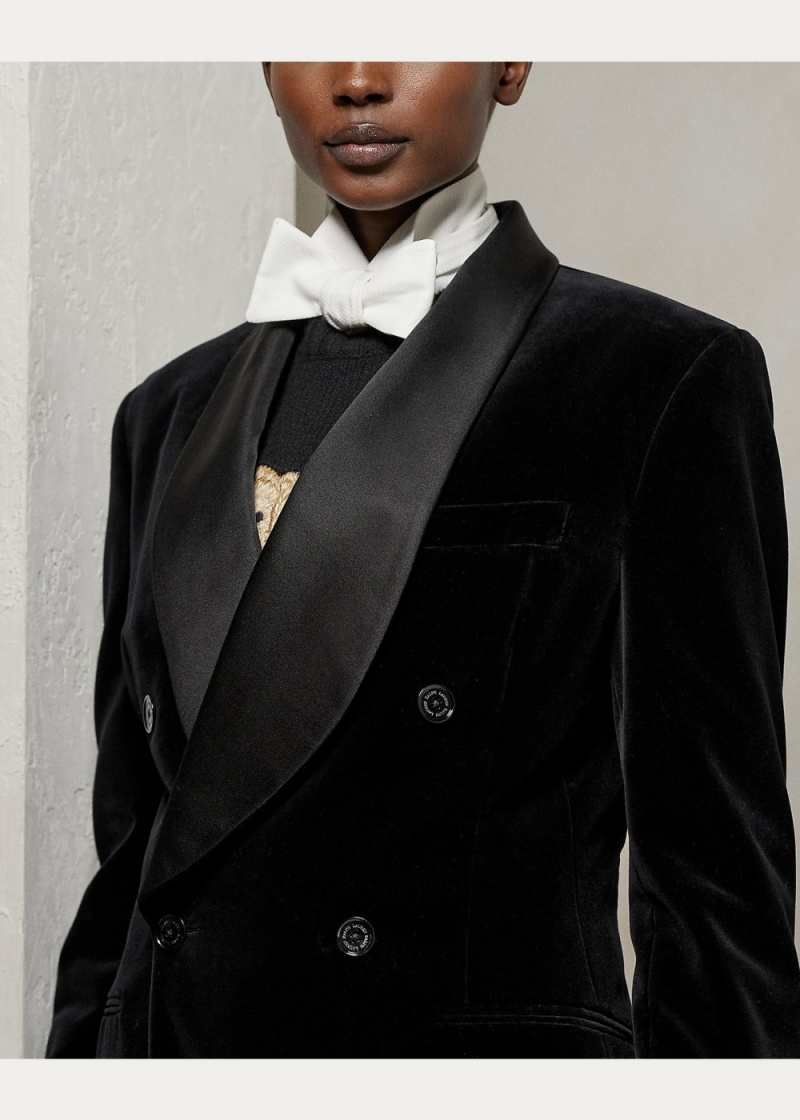 Blazers Gregory Velvet Tuxedo Jackets Mujer Negros | KZBH84031 - vista 3