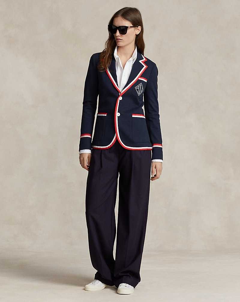 Blazers Ralph Lauren Grosgrain-Trim Terry Mujer Azul Marino | KZJNEAL-90 - vista 3