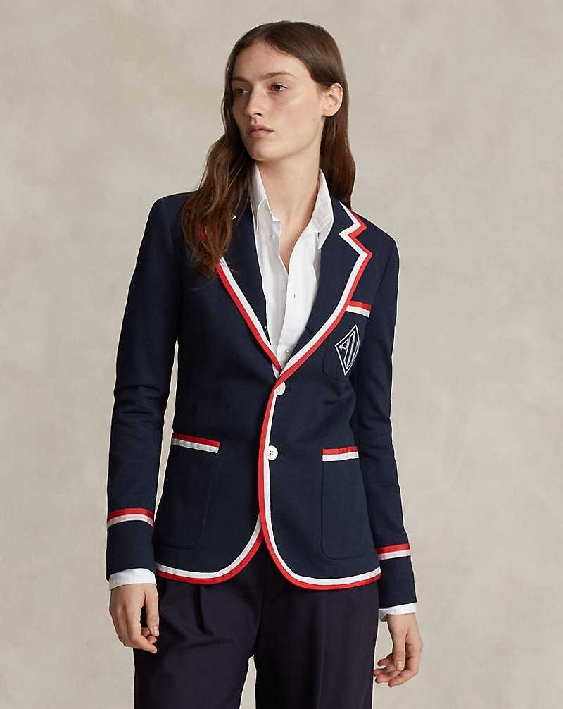 Blazers Ralph Lauren Grosgrain-Trim Terry Mujer Azul Marino | KZJNEAL-90 - vista 1