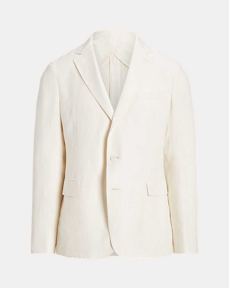 Blazers Ralph Lauren Hadley Hand-Tailored Silk-Linen Hombre Creme | PRKUDIY-14 - vista 2