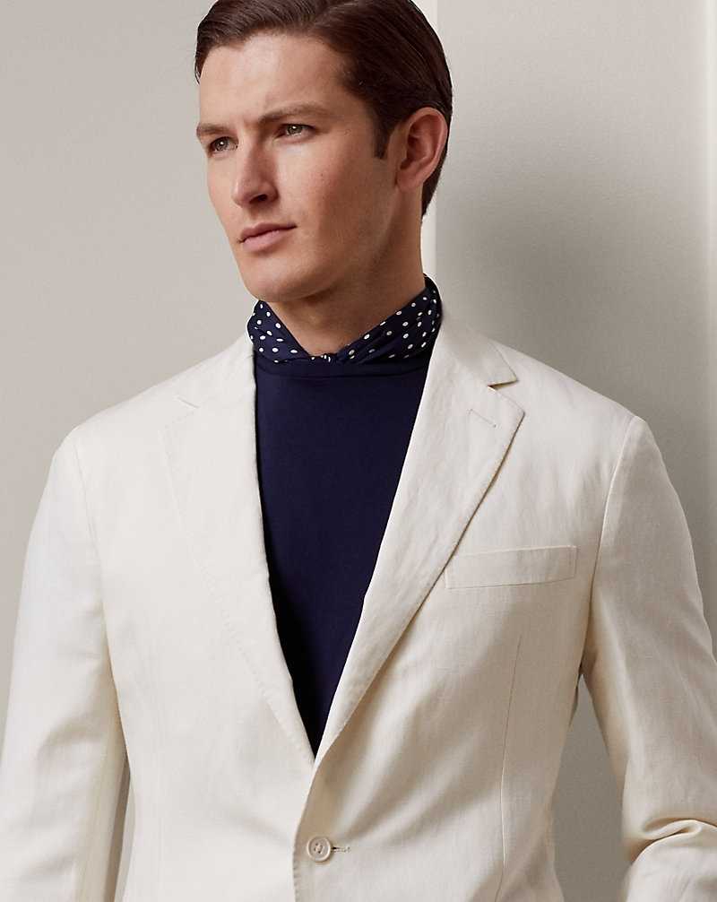 Blazers Ralph Lauren Hadley Hand-Tailored Silk-Linen Hombre Creme | PRKUDIY-14 - vista 5