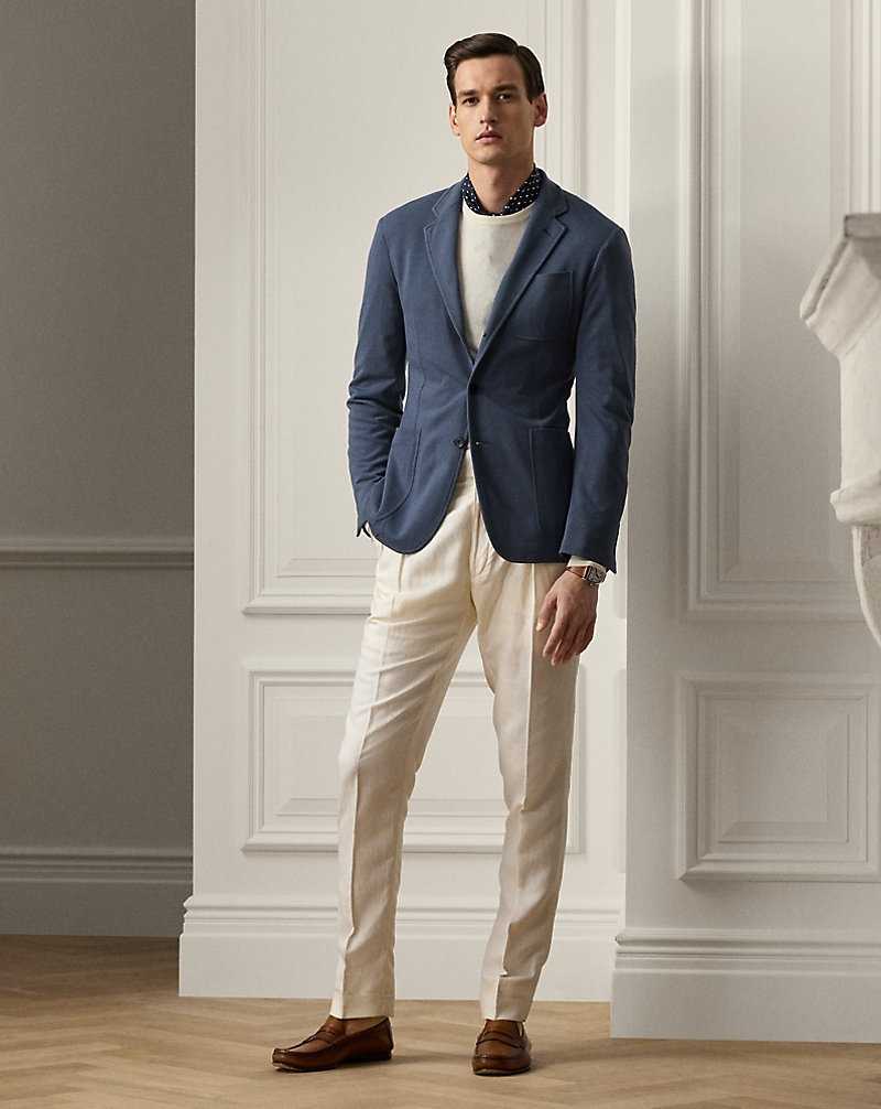 Blazers Ralph Lauren Hadley Hand-Tailored Wool Pique Hombre Azules | ZHNMYCD-31 - vista 3