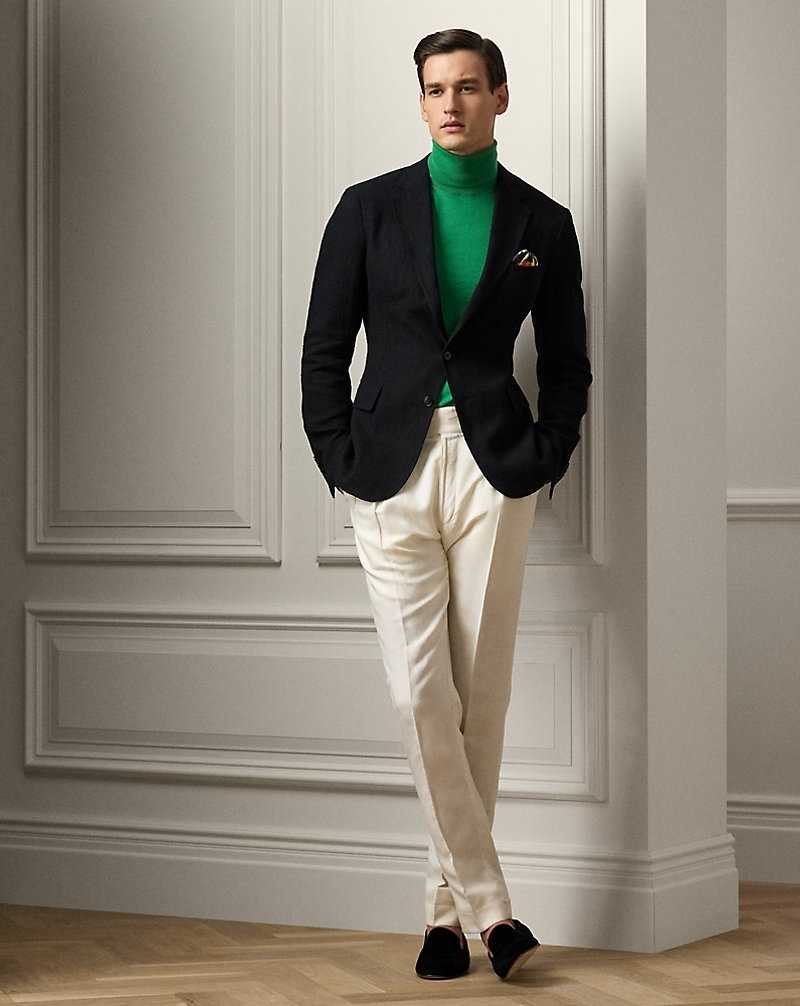 Blazers Ralph Lauren Hadley Hand-Tailored Textured Hombre Negros | NHYPCWF-04 - vista 3