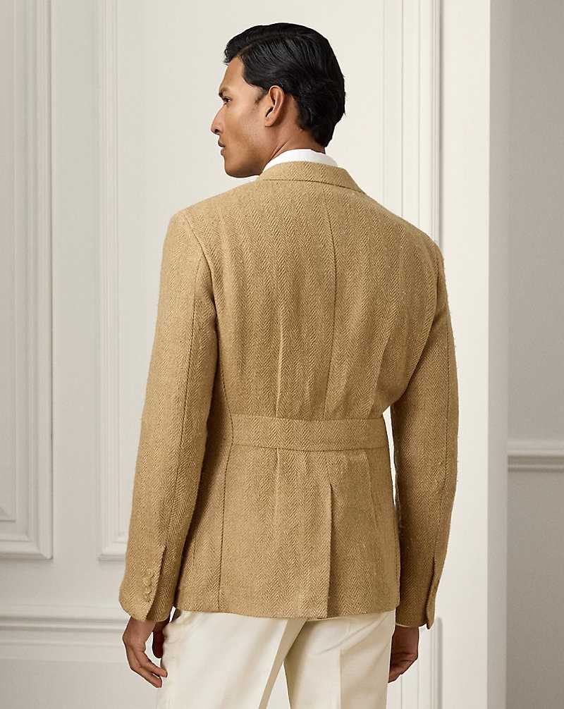 Blazers Ralph Lauren Hadley Hand-Tailored Linen-Blend Hombre Classic Tan | XLYSCJN-14 - vista 4