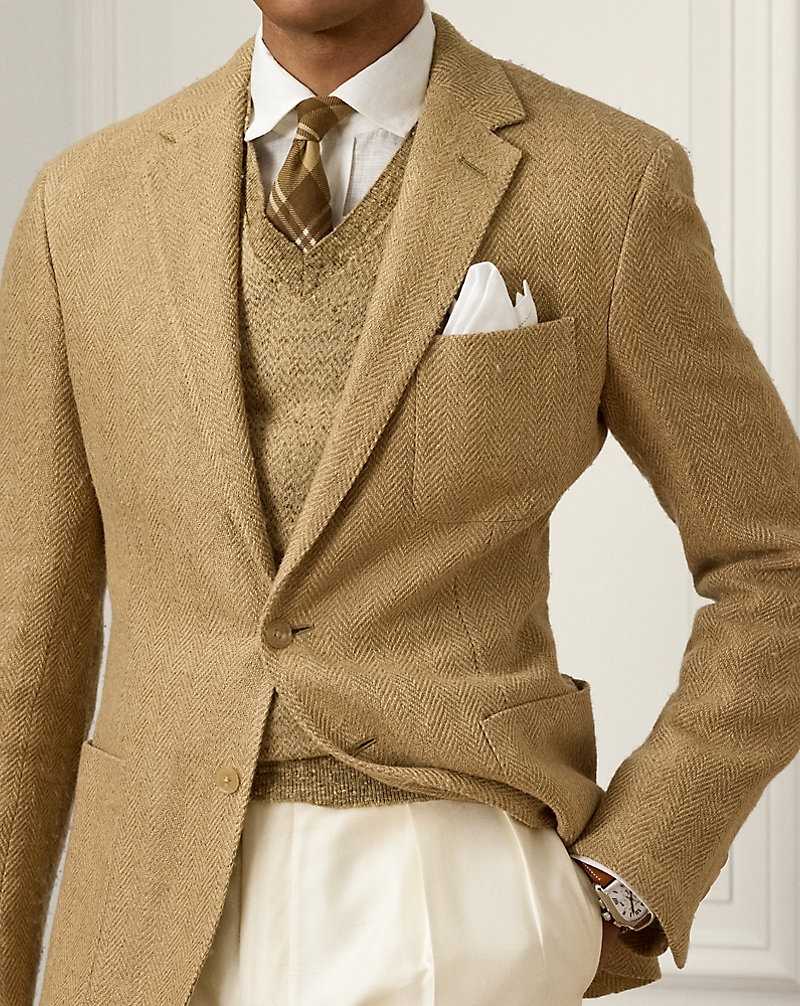 Blazers Ralph Lauren Hadley Hand-Tailored Linen-Blend Hombre Classic Tan | XLYSCJN-14 - vista 5