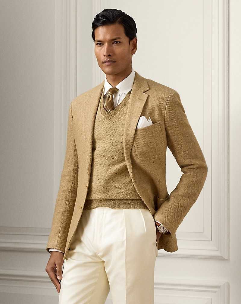 Blazers Ralph Lauren Hadley Hand-Tailored Linen-Blend Hombre Classic Tan | XLYSCJN-14 - vista 1